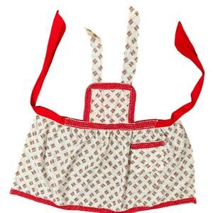 VINTAGE HANDMADE Red and White Patterned  APRON